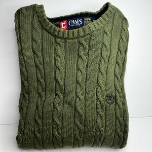 Vintage Chaps 100% cotton Green Cable-knit Sweater in size XL